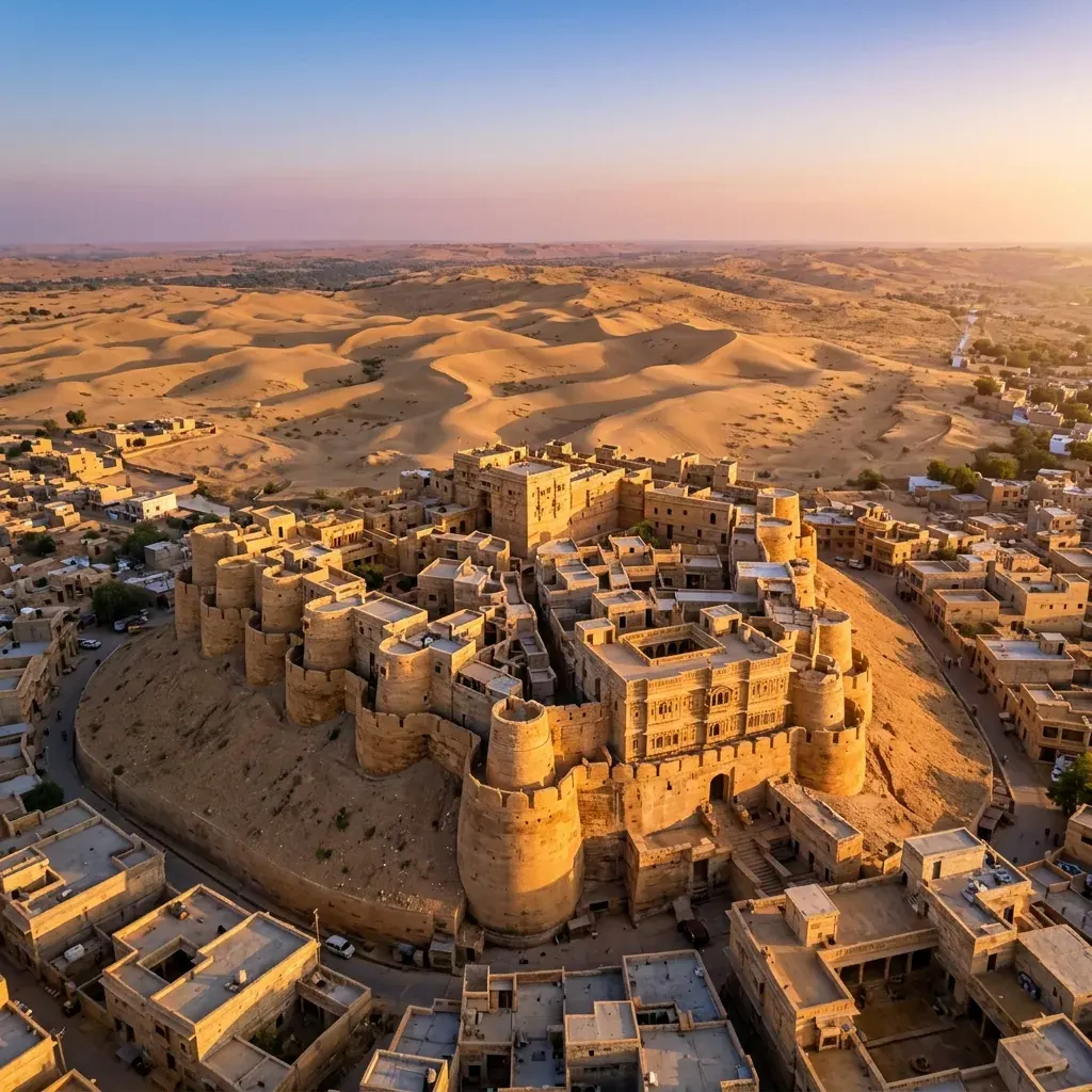 Jaisalmer Fort glowing gold at sunset