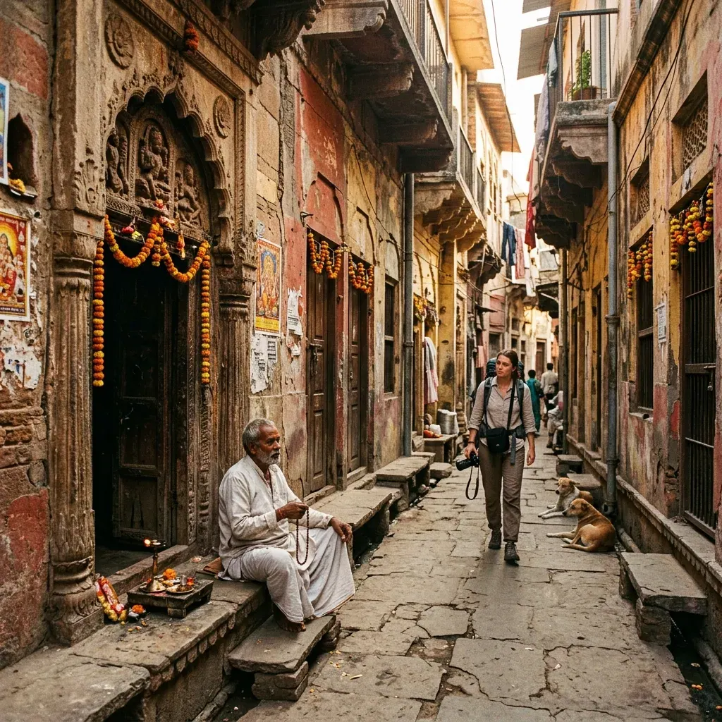 Ancient temple lane in Ayodhya