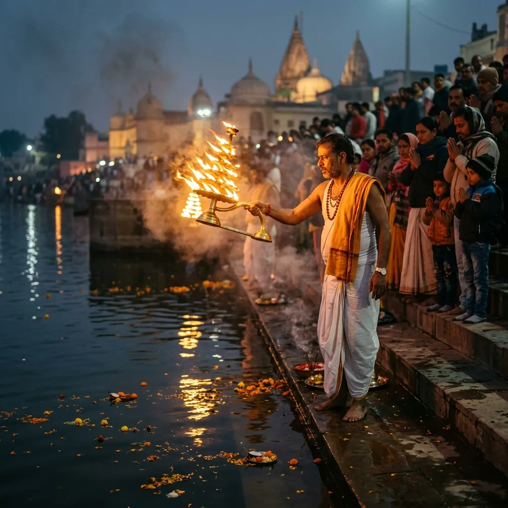 Sarayu Ghat at sunrise